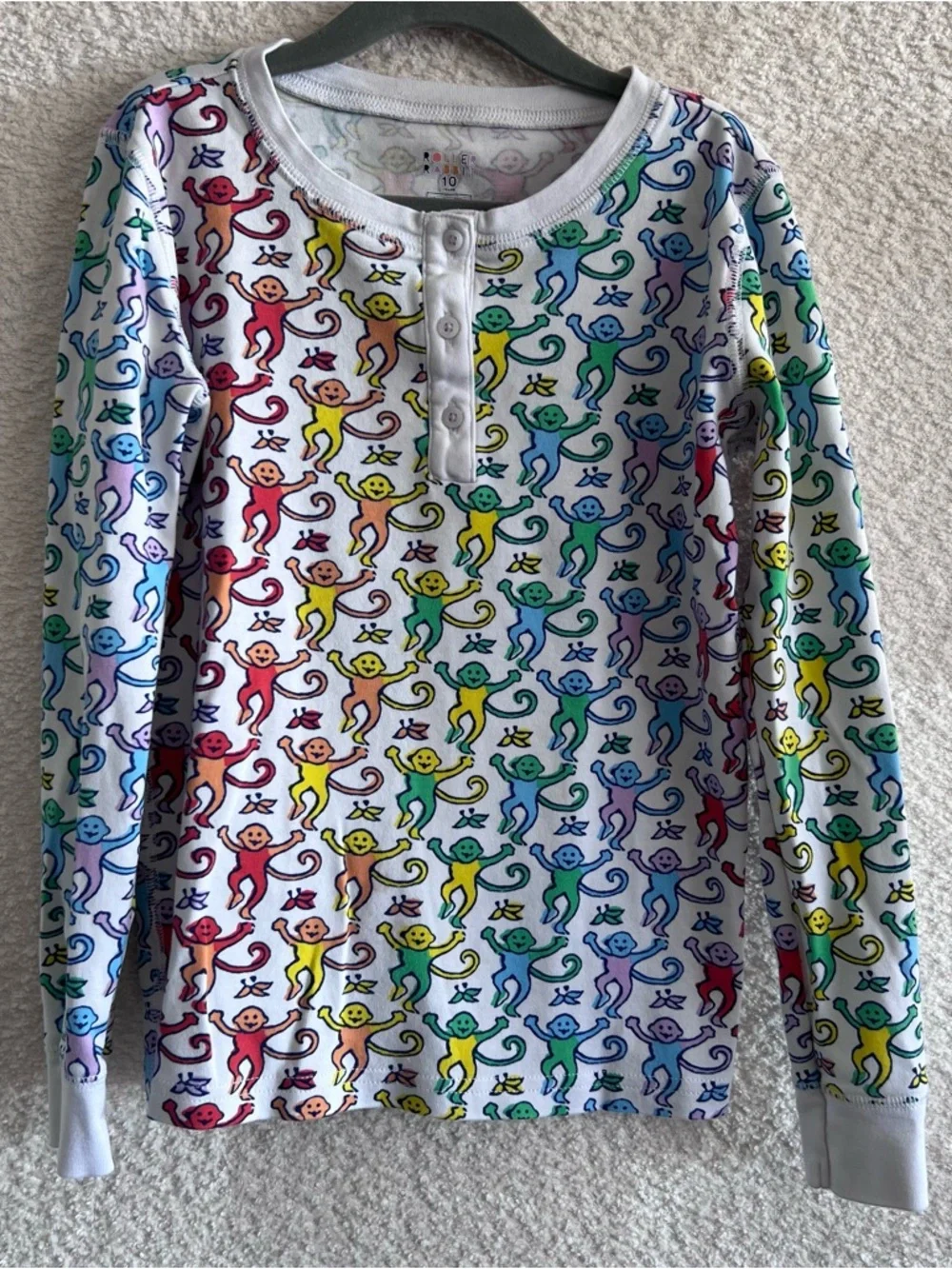 Roller Rabbit Kids Pima Cotton Disco Monkey Dream Rainbow Pajamas Set Size 10‎